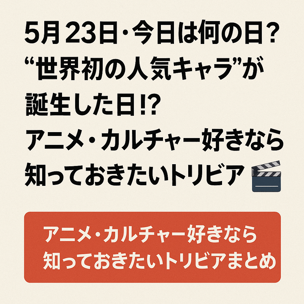 【5月23日・今日は何の日?】“世界初の人気キャラ”が誕生した日!?アニメ・カルチャー好きなら知っておきたいトリビアまとめ🎬
