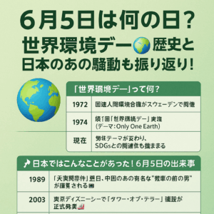 【6月5日は何の日？】世界環境デー🌍歴史と日本のあの騒動も振り返り！