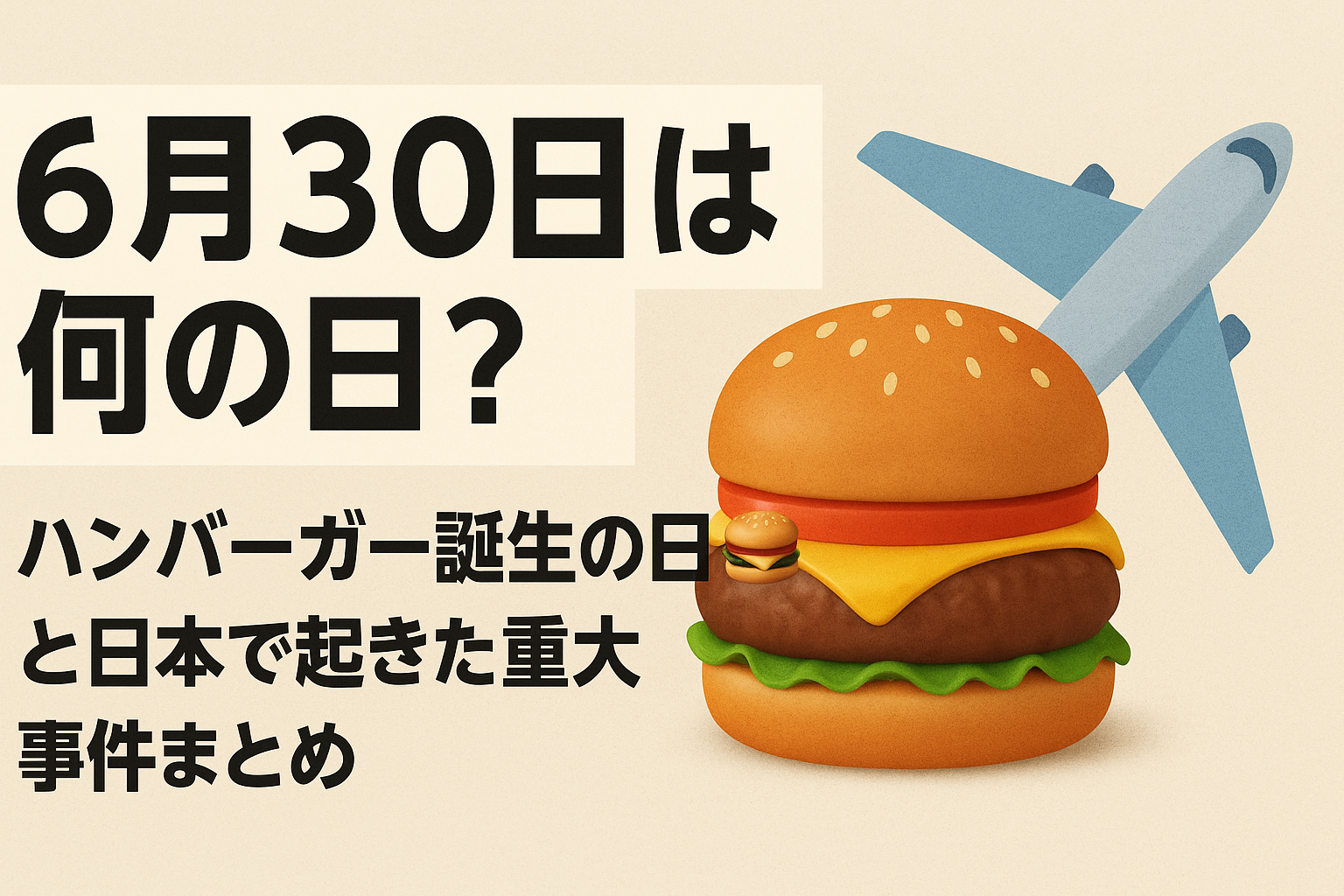 【6月30日は何の日?】ハンバーガー誕生の日🍔と日本で起きた重大事件まとめ