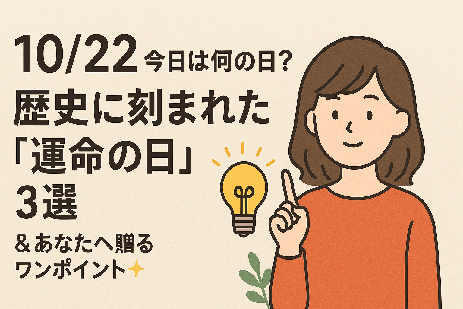 【10/22 今日は何の日?】🎉 歴史に刻まれた“運命の日”3選&あなたへ贈るワンポイント✨