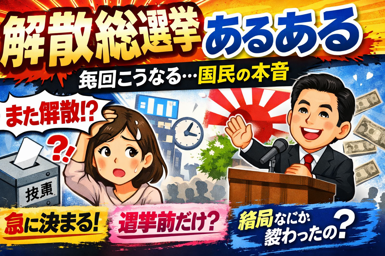 解散総選挙あるある|毎回こうなる…国民の本音