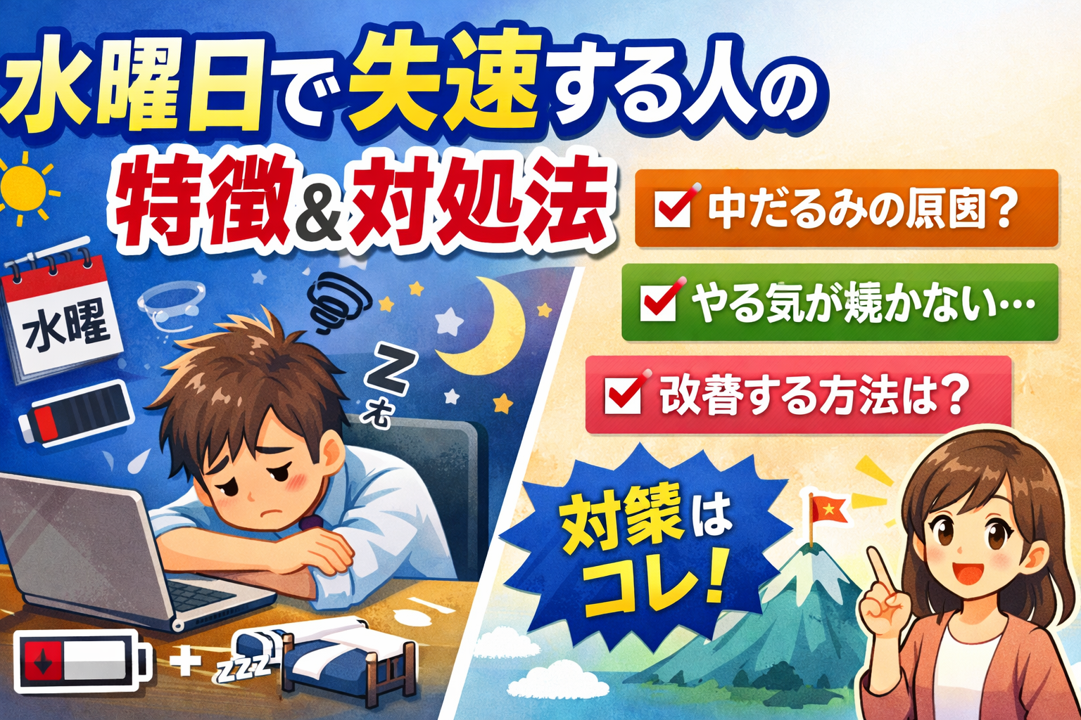 水曜日で失速する人の特徴と対処法