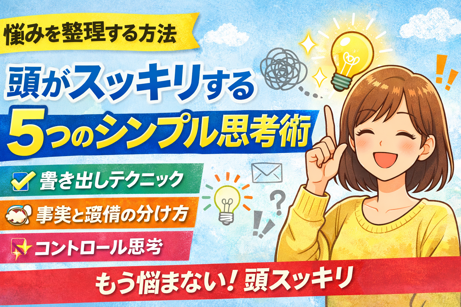悩みを整理する方法|頭がスッキリする5つのシンプル思考術