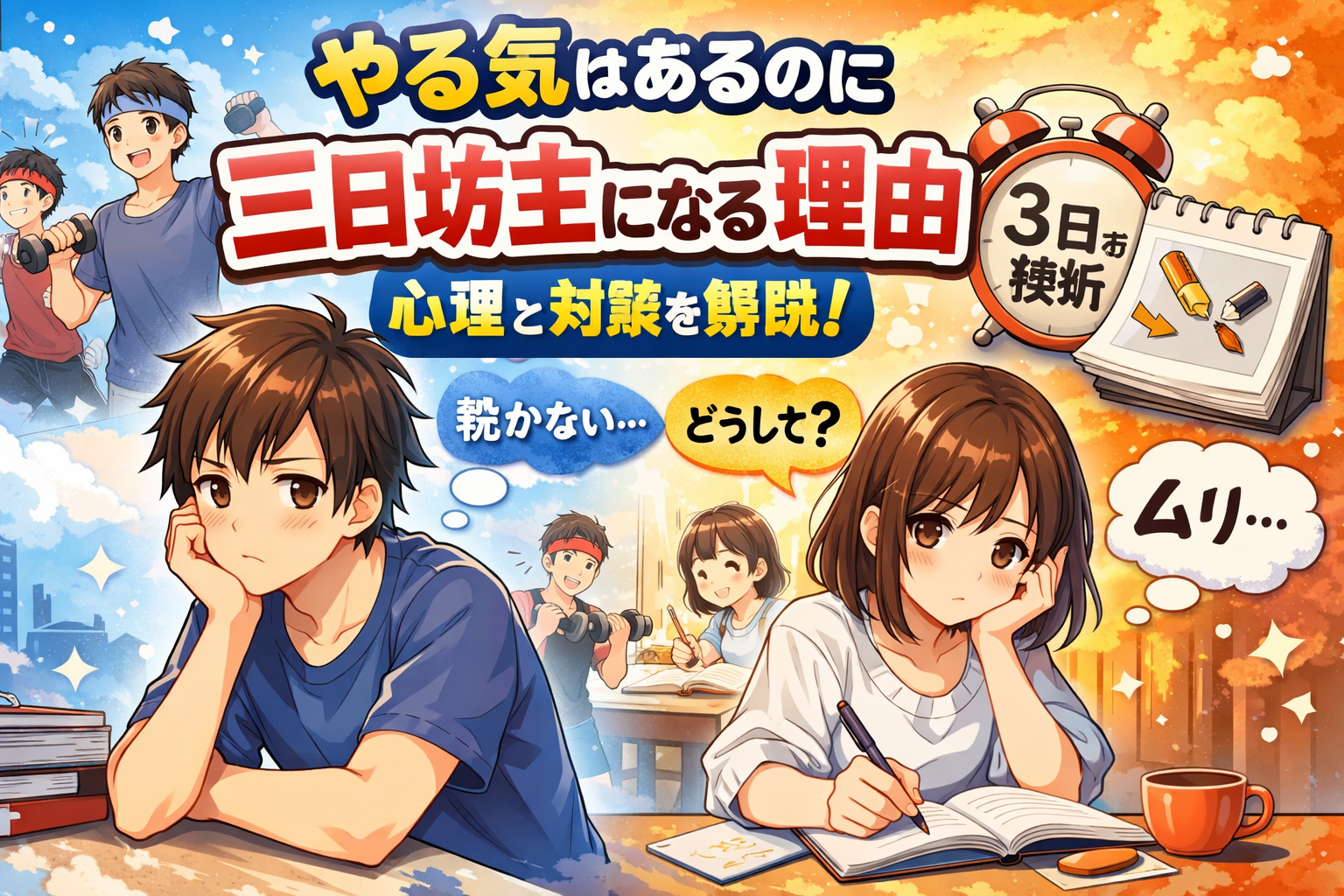 やる気はあるのに三日坊主になる理由とは？心理と対策を解説