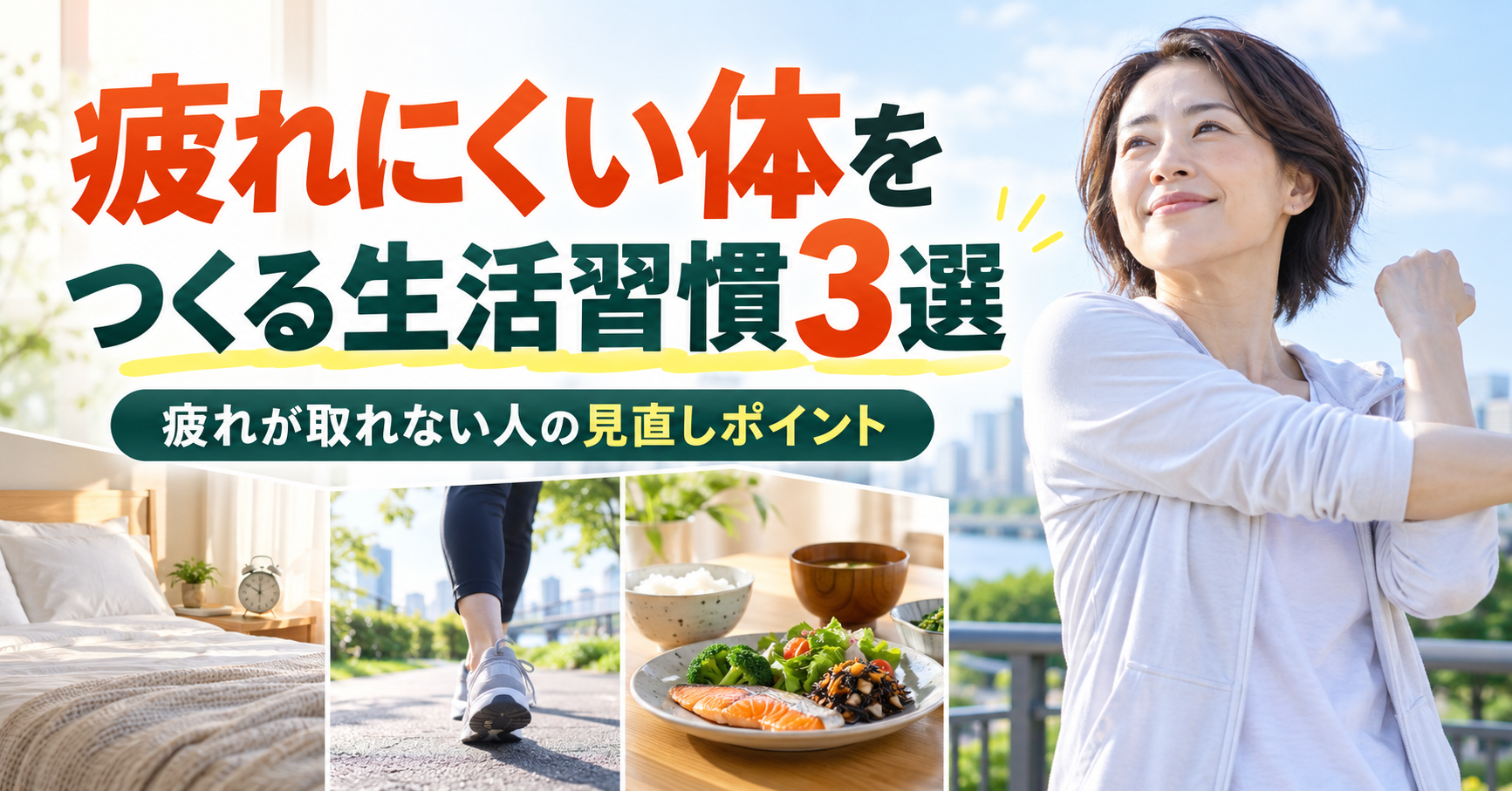 疲れにくい体をつくる生活習慣3選｜疲れが取れない人の見直しポイント