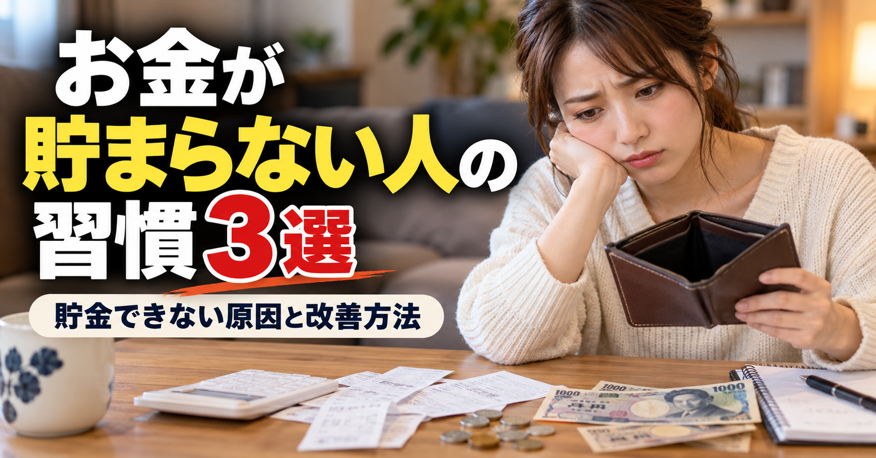 お金が貯まらない人の習慣3選|貯金できない原因と改善方法